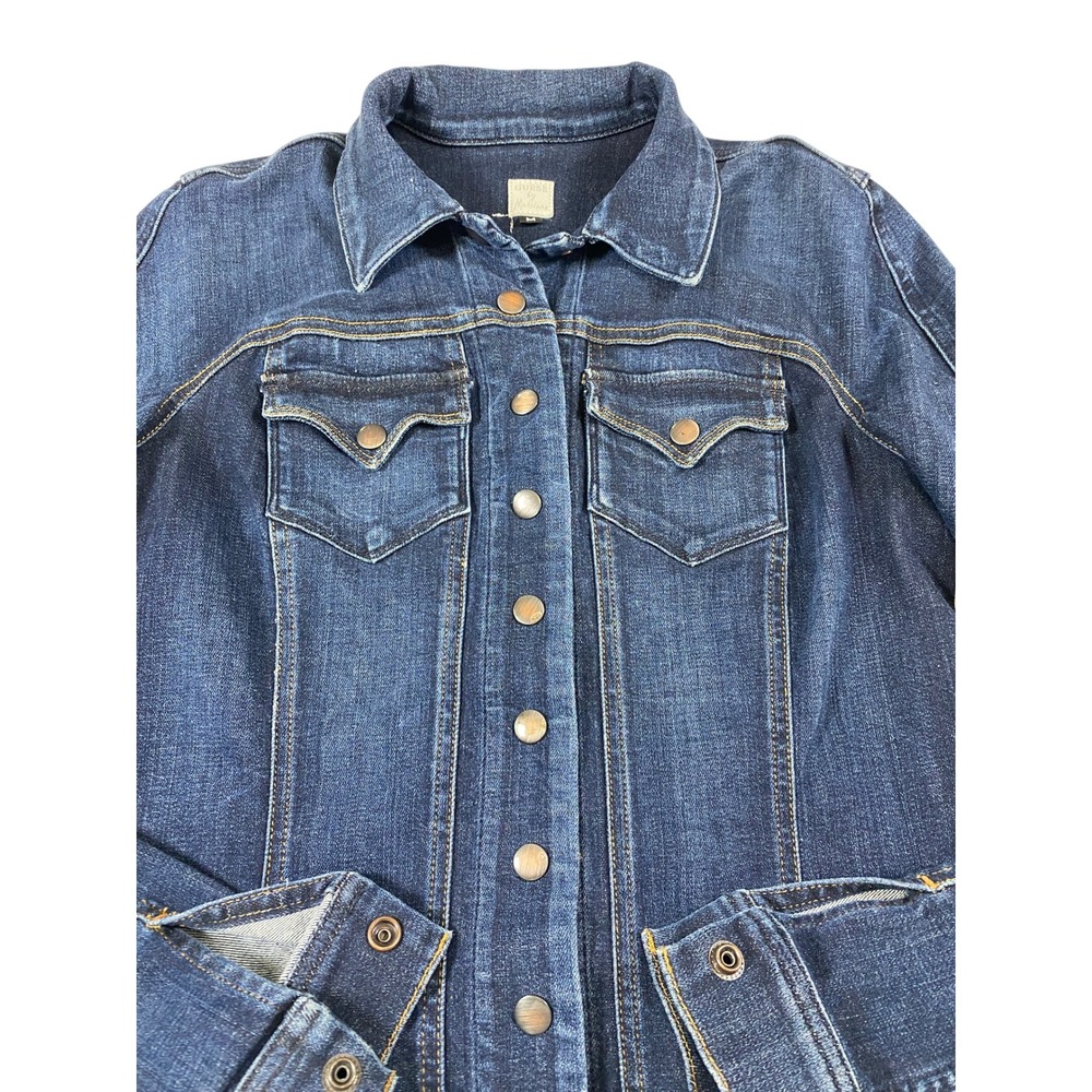 Guess by Marciano Womens Dark Wash Denim Jacket Blue Western Trucker Size M